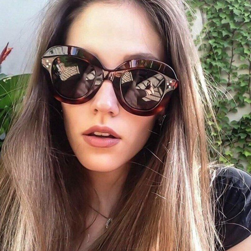 hawksbill gray2020 Brand Retro Sunglasses Women Luxury Brand Designer Sun glasses Female Rivet Shades Big Frame Style Eyewear UV400