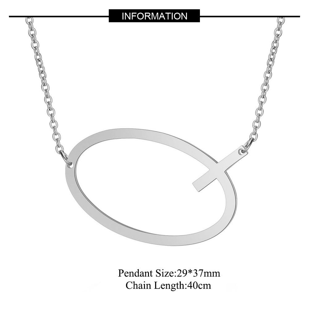 Large Initials Necklace 316L Stainless Steel Letter Pendant Choker A-Z Necklace Women Modern Jewelry Steel Big Letter Necklace