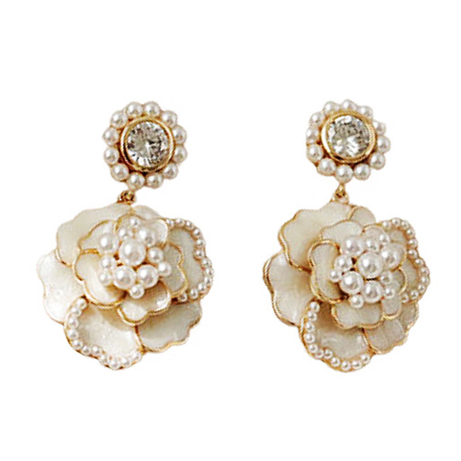 Dangle Earrings All-matching Shiny Camellia Shaped Earrings