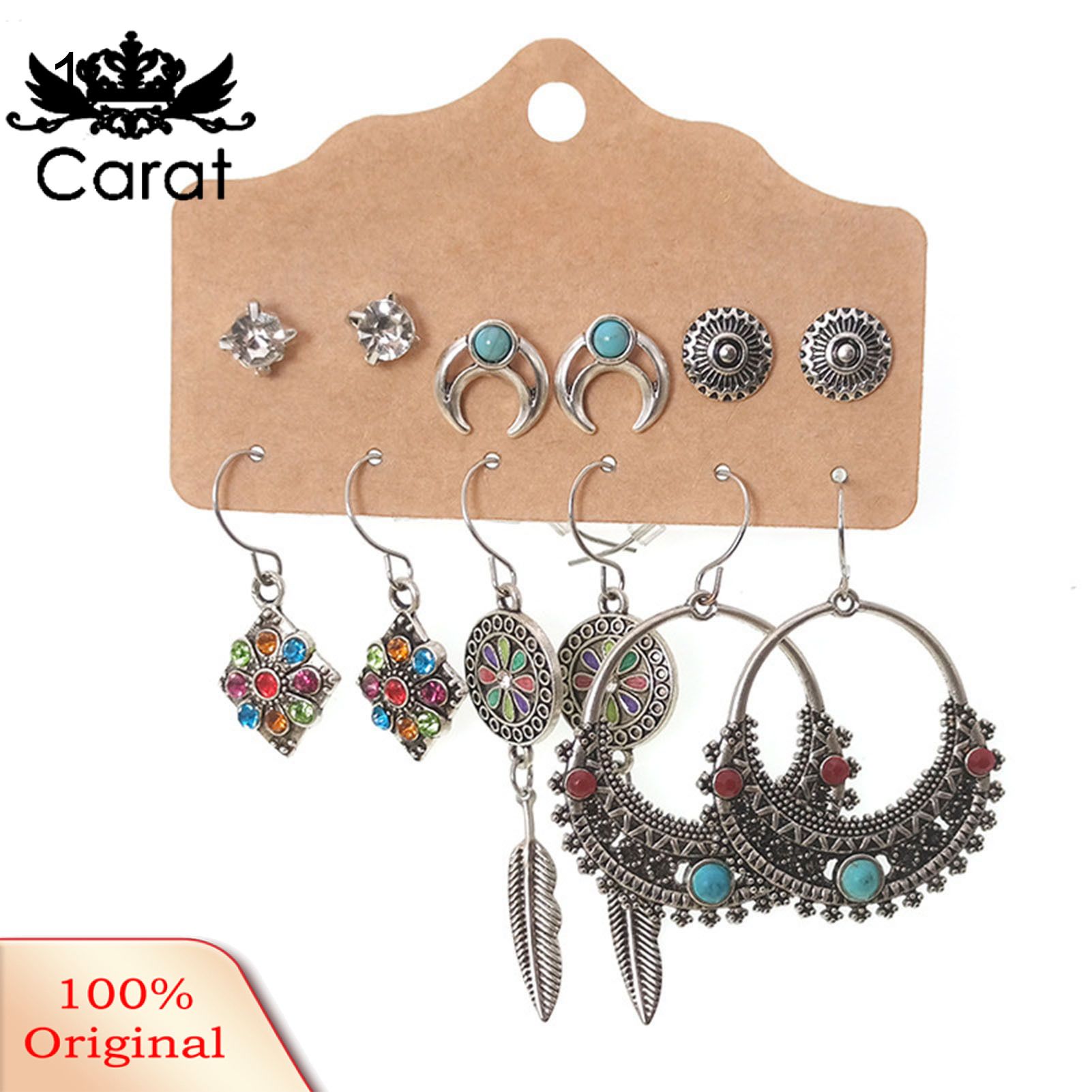 Carat 1 Set Feather Design Hoop Earrings All Match Alloy Comfortable Wear Earrings for Daily