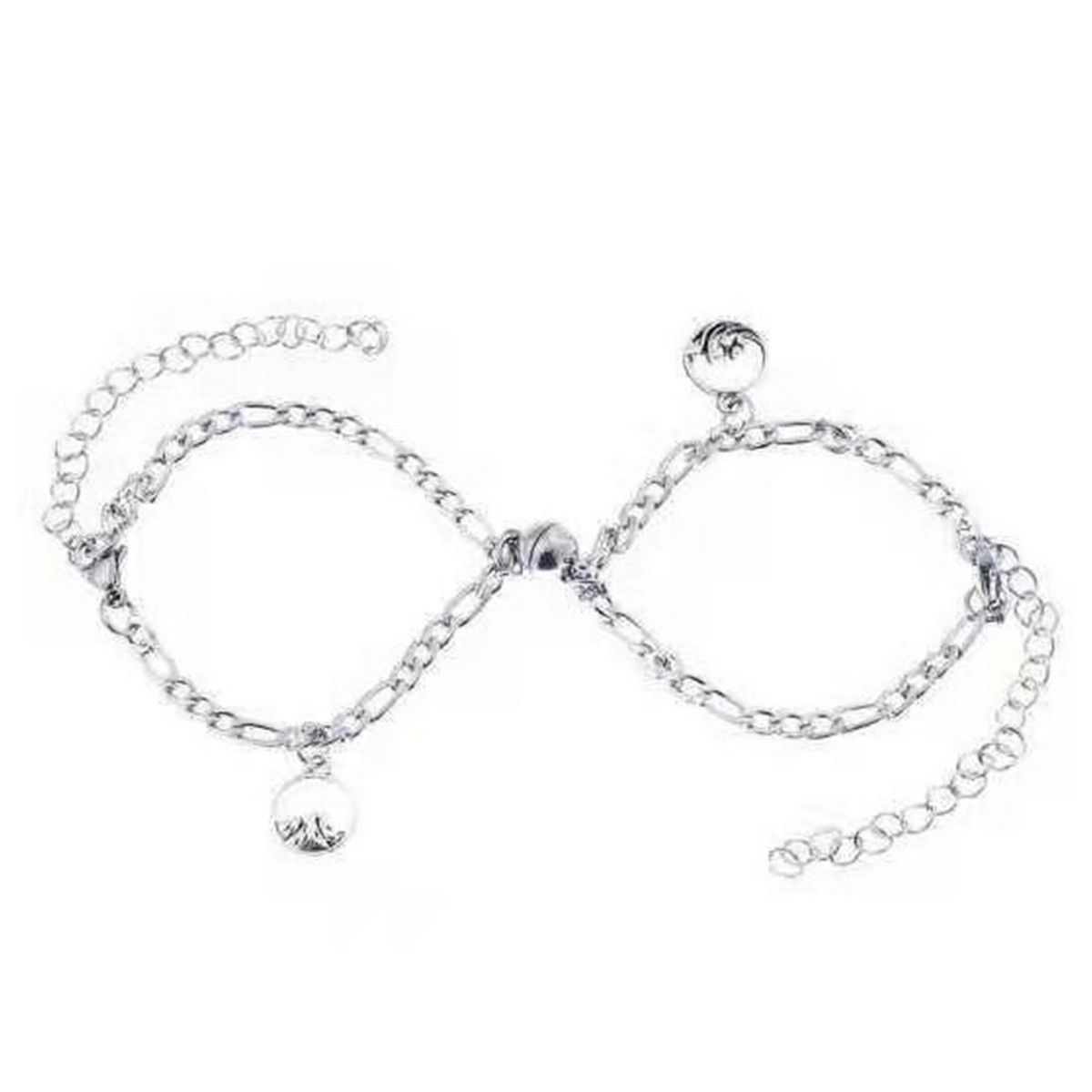 2-Piece Couple Bracelet Heart-Shaped Stainless Steel Magnetic Bracelet Personalized Jewelry