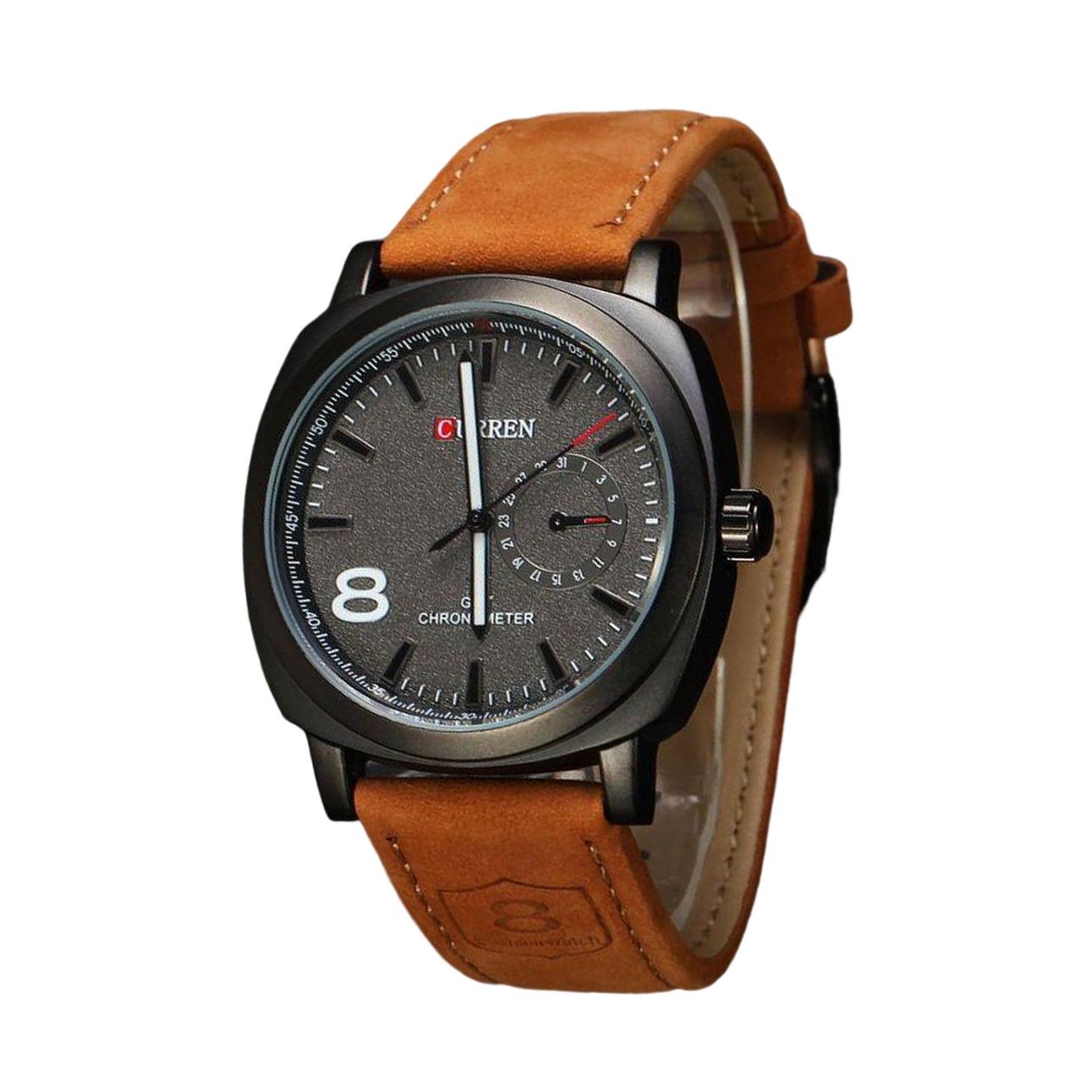 NEW PU Leather Analoge Watch For Men-Black & Brown