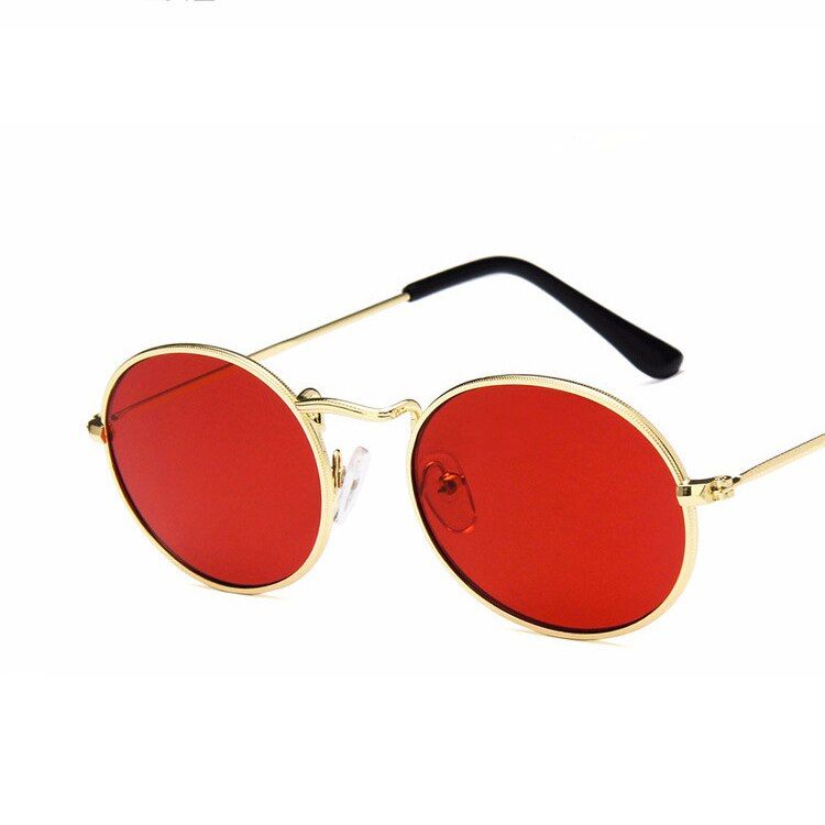 4red2020 Metal Small Oval Sunglasses Women Brand Designer Candy Color Sun Glasses Outdoor Street Oculos De Sol Feminino
