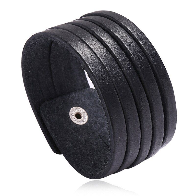 Modyle 2021 Fashion Wide Leather Charm Wedding Bracelets Bangles Braided Punk Rock Bangles Jewelry Accessories