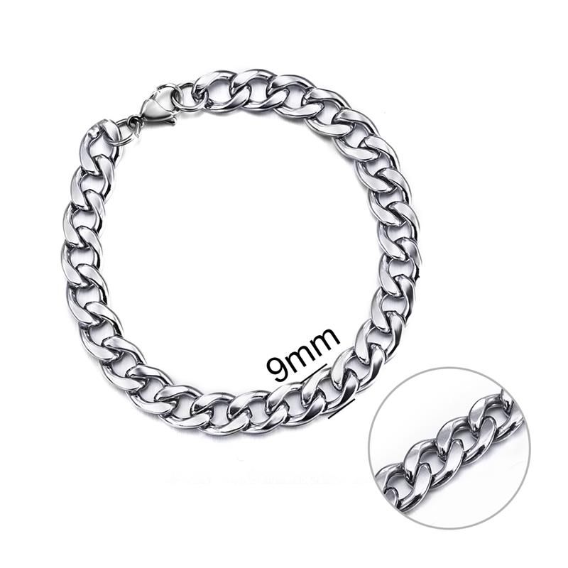 316L Stainless Steel Chain Bracelet for Men Women 3-11mm Fashion Punk Cuban Link Chains Solid Metal Unisex Wrist Jewelry Gift