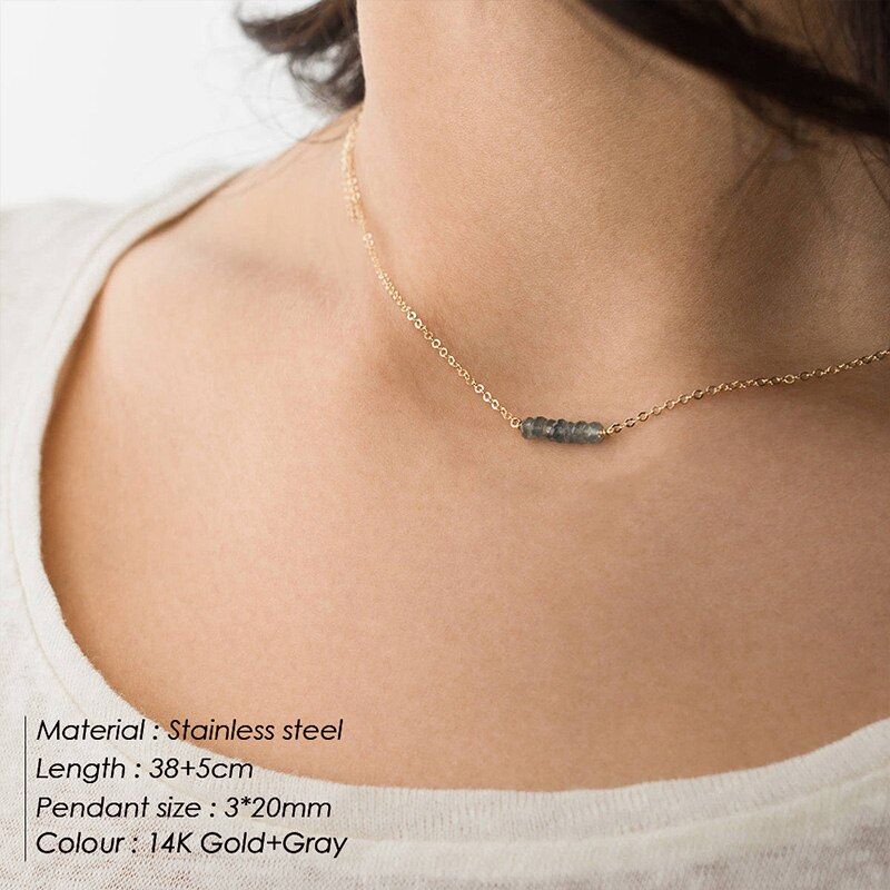 e-Manco Trendy Crystal pendant necklace for women multi layered stainless steel necklaces women DIY chokers necklace