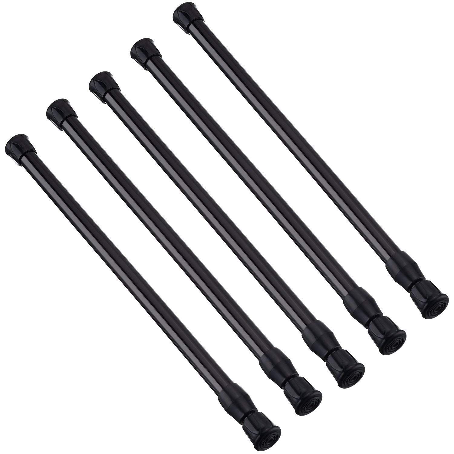 5 Pack Cupboard Bars Tensions Rod Spring Curtain Rod for DIY Projects, Extendable Width, 11.81 to 20 Inches (Black) - From China