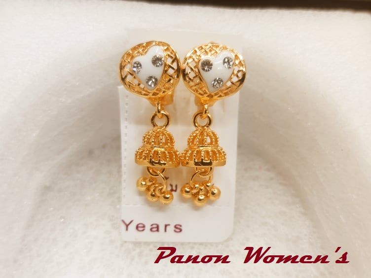 Ceramic With Golden Plate Earrings For Women And fashionable Girls, China Ear Ring For Women, Golden Color Metal Base Women's Earings. Model:CA:40.