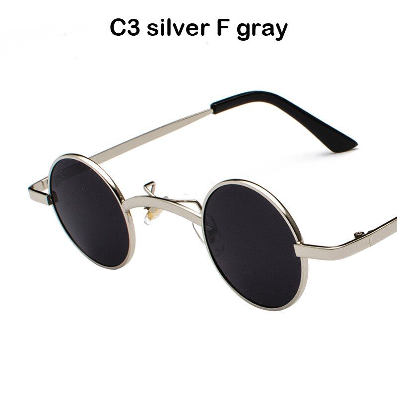C3 silver F grayBANSTONE Gothic Vampire Style SteamPunk Rock Women Sunglasses Vintage Small Round Brand Design Men Sun Glasses Oculos De Sol