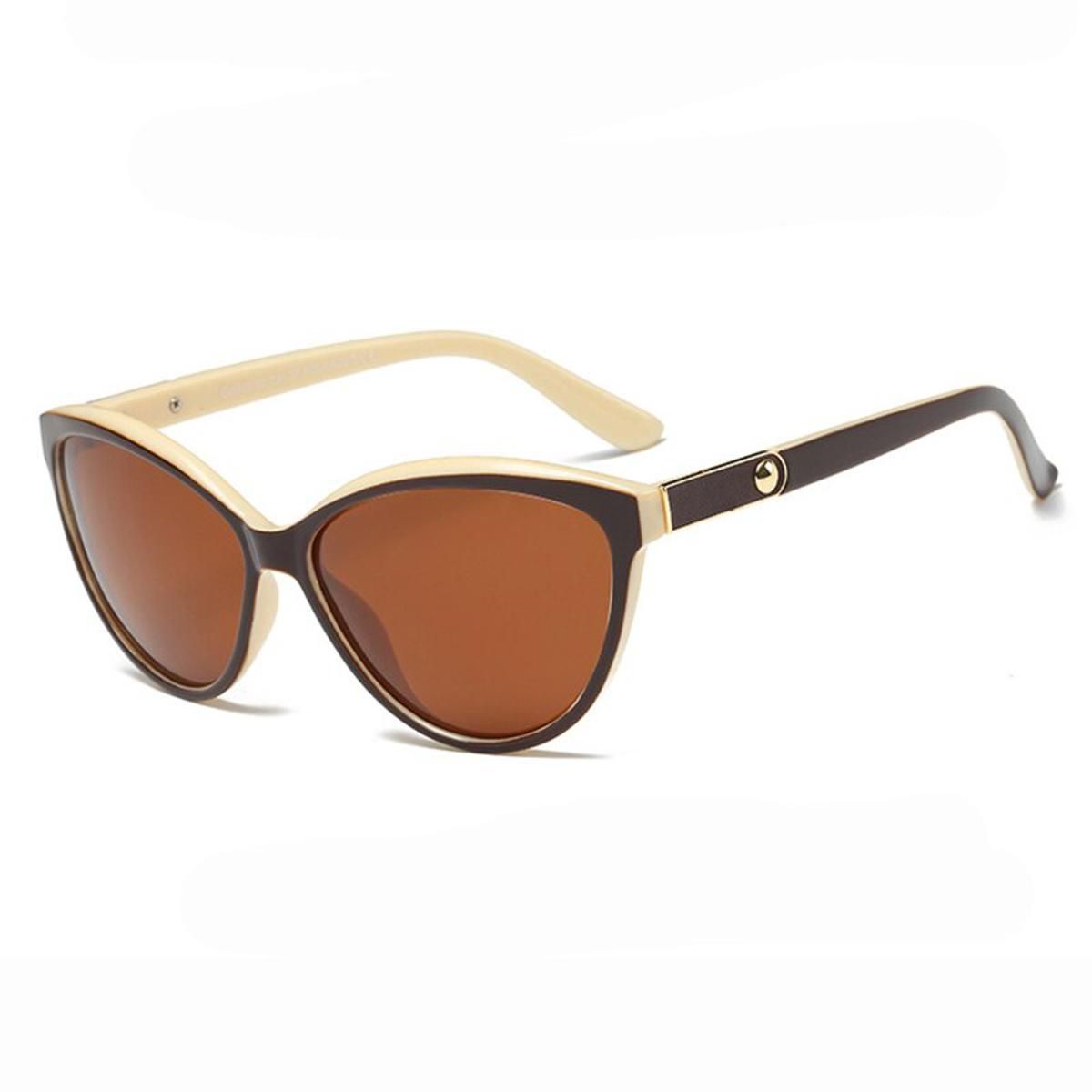 Beige BrownLuxury HD Polarized Women Sunglasses Fashion Ladies Vintage Brand Design Cat Eye Woman Female Sun Glasses oculos