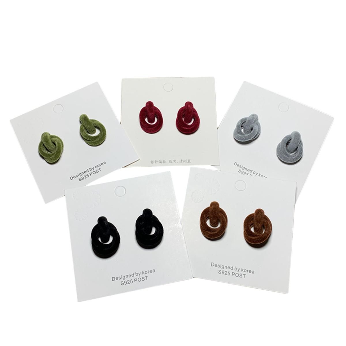 2021 Women's Retro Plush Geometric Circle Earrings Personality Geometric Round Circle Stud Earrings (Green / Gray / Red / Brown / Black)