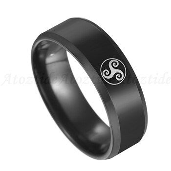 Atoztide Punk Stainless Steel Teen Wolf Rings For Men Black Vintage Movie Triskele Signet Finger Rings Wedding Band Fans Gift