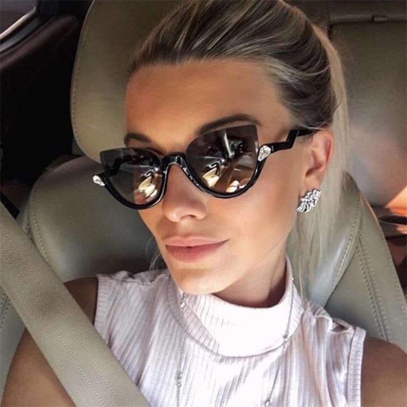 C9 clear frame clearLuxury Women's Sunglasses Vintage Brand Designer Cat Eye Glasses Transparent Ladies Retro Shades For Women Mirror Glasses