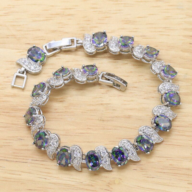 Yellow Zirconia Silver Color Bracelet For Women Birthday Wedding Jewelry 14 Colors Available 20cm