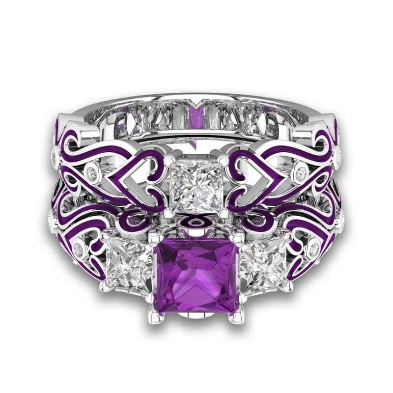 Cellacity Classic 925 Silver Rings For Women Double Layer Sapphire Ruby  Gemstone  Silver  Fine Jewelry Party Gift Wholesal