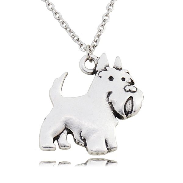 Fei Ye Paws Cute Aberdeen Scottish Terrier Dog Charms Pendant Necklace Choker Animal Pet Necklace Women Stainless Steel Chain