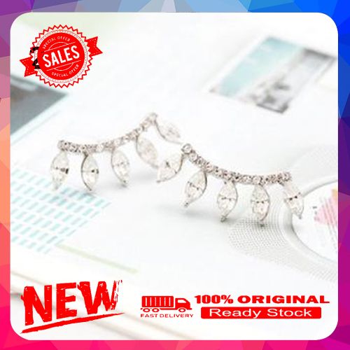 Fashion Silver Plated Marquise Cut Rhinestone Crown Ear Sweep Stud Earrings