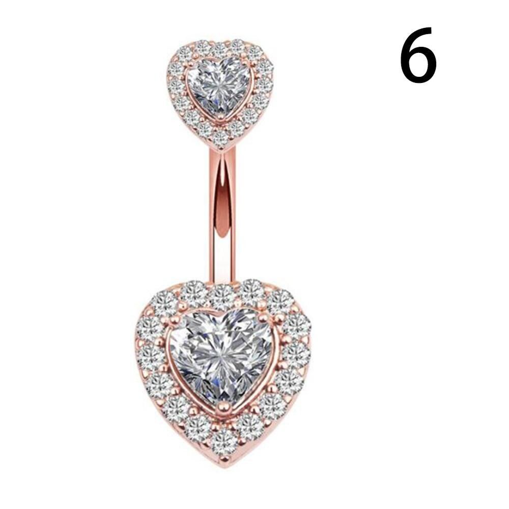 1 pc Green/Pink Stainless Flower Crystal Navel Bars Button Ring Sweet Luxury Navel Piercing Sexy For Women