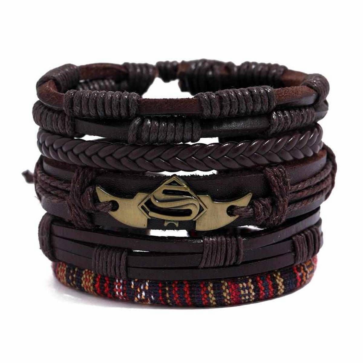 Sprico 5Pcs/ Set Vintage Handmade Bracelet for Men