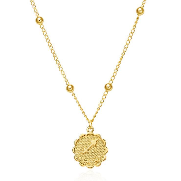 Twelve Constellations Coin Necklace Statement Copper Leo Pendant Necklace Women Jewelry Twelve Horoscope Clavicle DJ-287