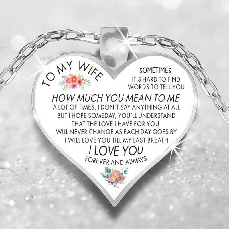 Romantic Heart Necklace Rose Flower TO My Wife Daughter Pendants Necklaces For Women Girls Jewelry Love Gifts