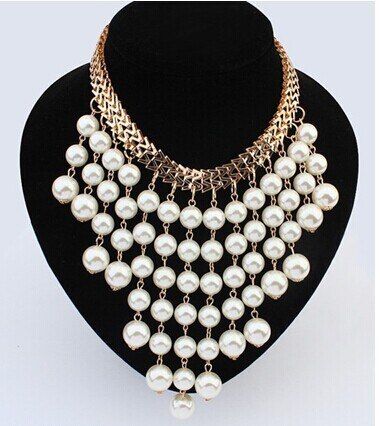 Fashion Beads Gold Chocker Collar Necklace For Women New Wedding Accessories Simulated Pearl Necklaces Statement Jewelry