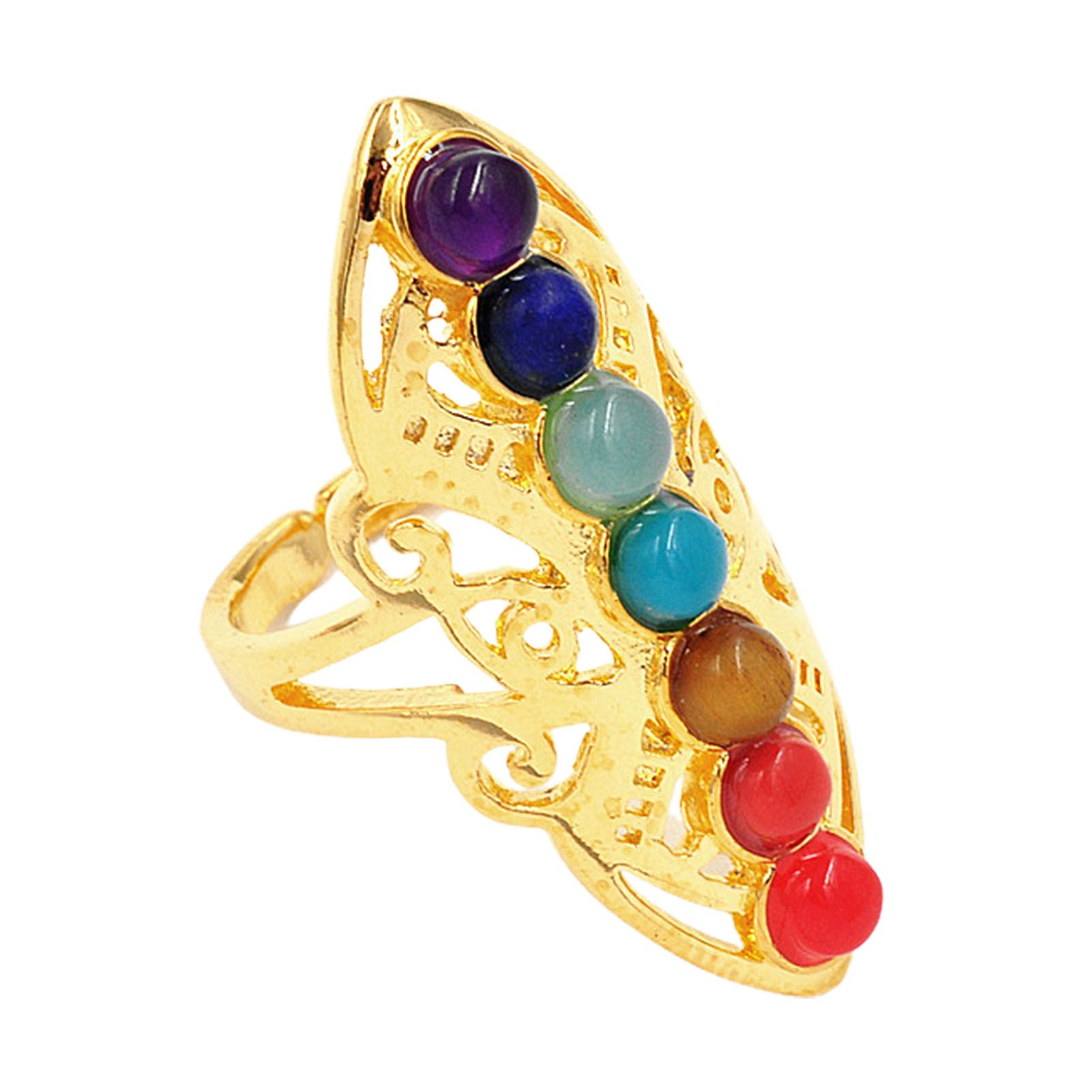 Open Ring Seven Colors Exquisite Shiny Lightweight Electroplating Technology Exaggerated Finger Ring for Shopping