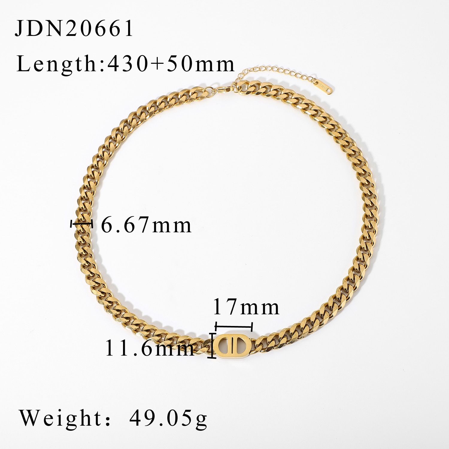 Stainless Steel Double D Thick 6.67MM Miami Cuban Chain Necklace For Women Punk Link Curb Chain Choker Necklaces