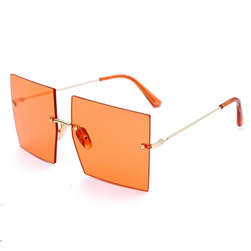 orangeOversized Rimless Square Sunglasses Women 2019 Luxury Brand Fashion Flat Top Red Blue Clear Lens One Piece Men Gafas Glasses