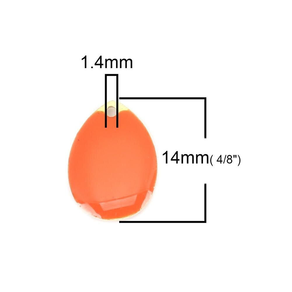 DoreenBeads Hot Copper Enamelled Sequins Pendant Charms Gold Gray Drop Jewelry DIY Findings 14mm x 10mm, 10 PCs(null)