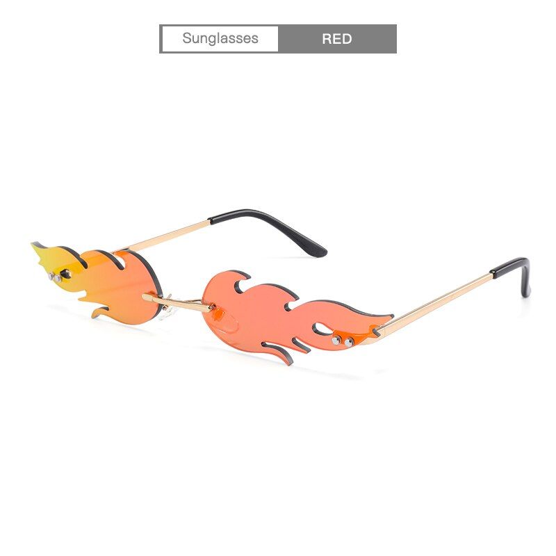 RedLadies Fire Flame Sunglasses Women Brand Designer Rimless Sunglasses UV 400 Eyewear Luxury Sun Glasses Shades Oculos De Sol
