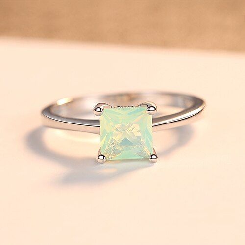 CZCITY Emerald Simple Female Zircon Stone Finger Ring 925 Sterling Silver Women Jewelry Prom Wedding Engagement Rings Brand Gift