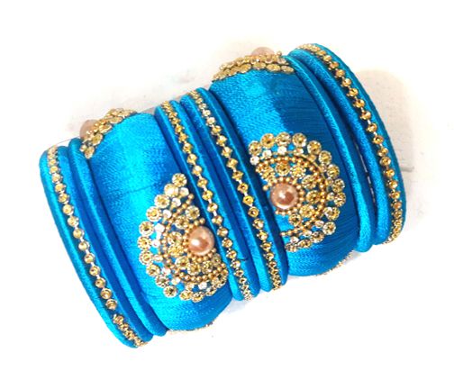 Popular Traditional Wear Silk Bangle Churi Set For Women Size 28 (6 Pcs)