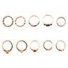 10Pcs/Set Women's Punk Vintage Rhinestone Etched Hollowdi Knuckle Ring Set