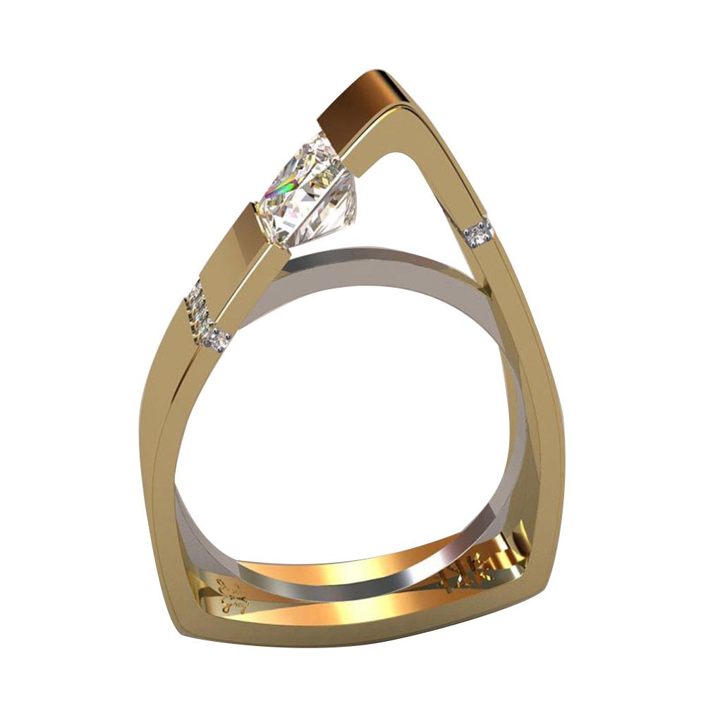 Fashion Women Geometry Hollow Triangle Rhinestone Finger Ring Decor Jewelry Gift