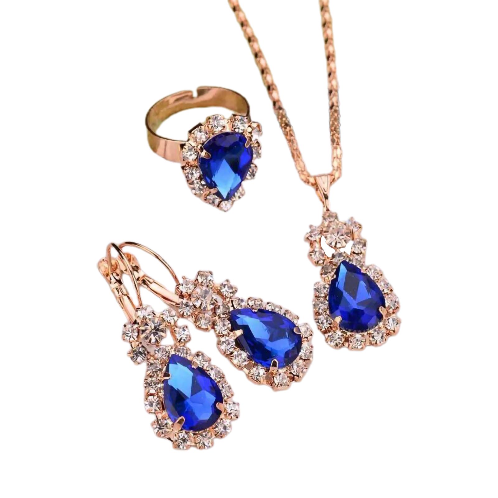 Pendant Necklace Earrings Ring Fine Workmanship Rhinestone Pendant Necklace Earrings Ring