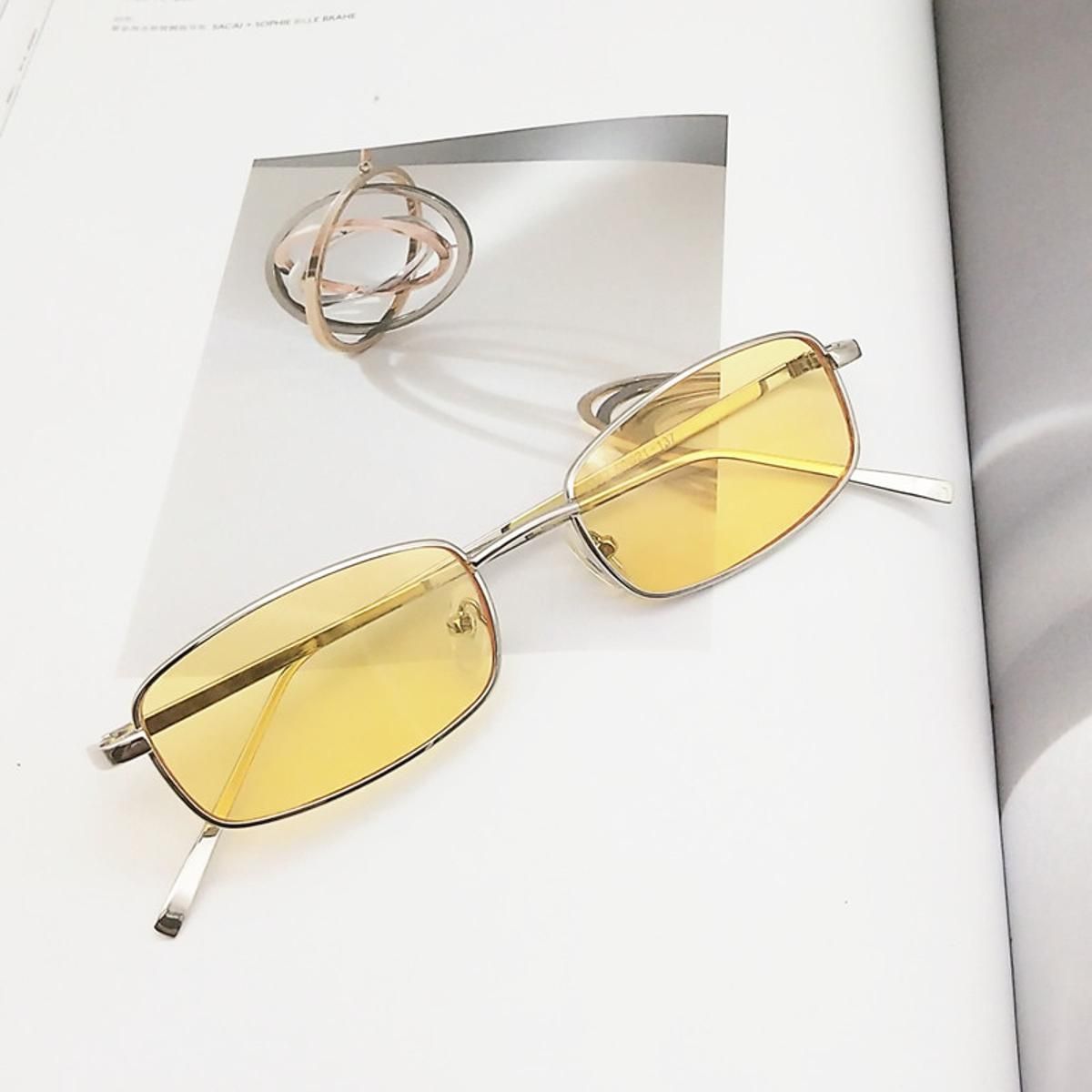 YellowBRERONE Small Square Metal Sunglasses Women Brand Designer Men Vintage Sun Glasses Rectangular Eyewear Steampunk UV400