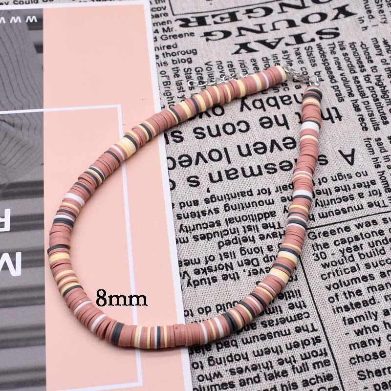 6/8mm Boho Polymer Clay Choker Necklace Soft Pottery Colorful Choker Necklace For Women Handmade Femme Jewelry Gifts