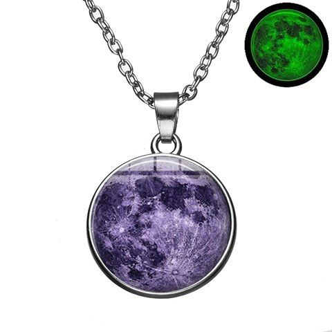 SIAN Glowing Jewelry Full Moon Necklace Galaxy Planet Lunar Eclipse Glass Cabochon Glow In The Dark Pendant Hot Gifts Jewellery
