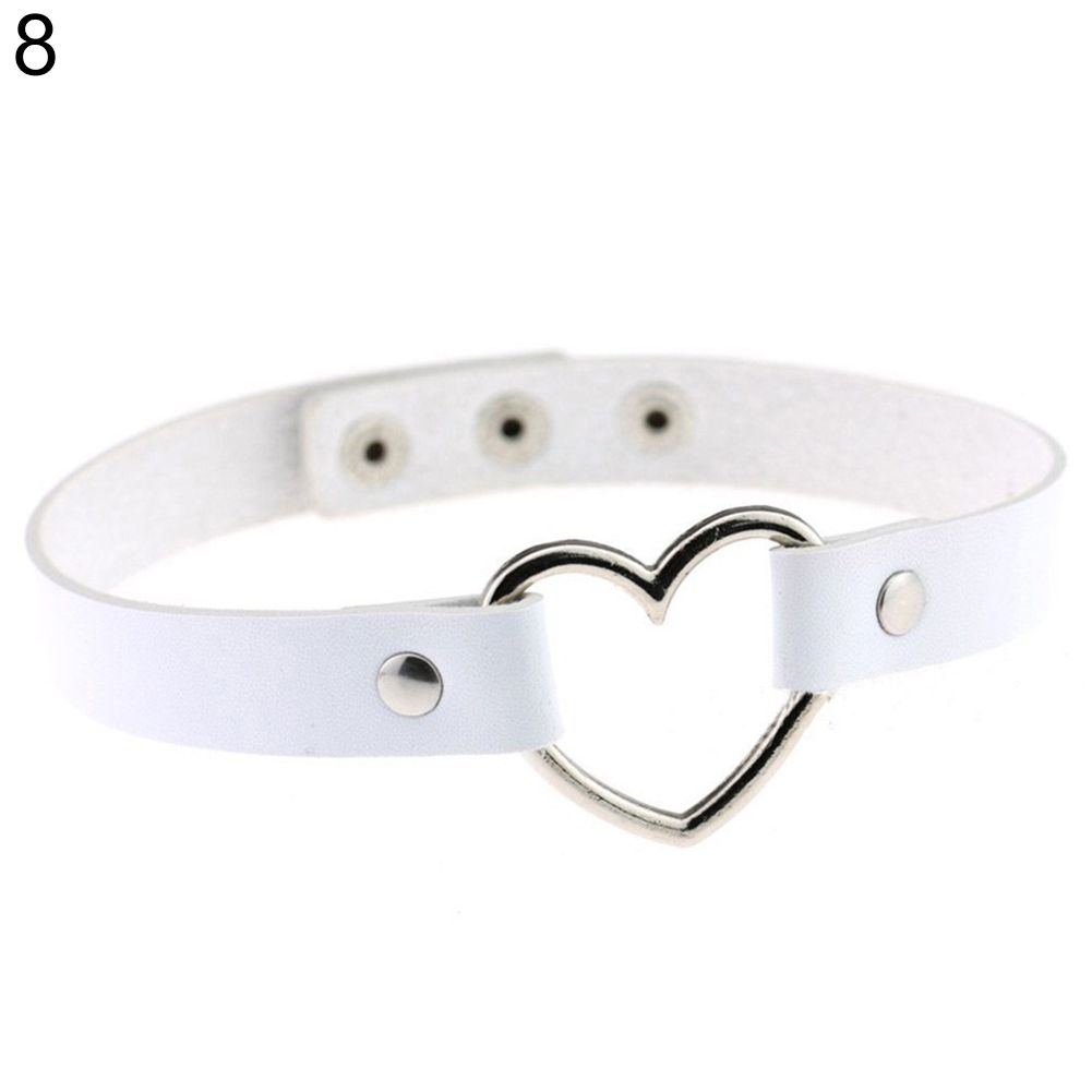 Women's Punk Leather Love Heart Collar Choker Necklace Charm Gift