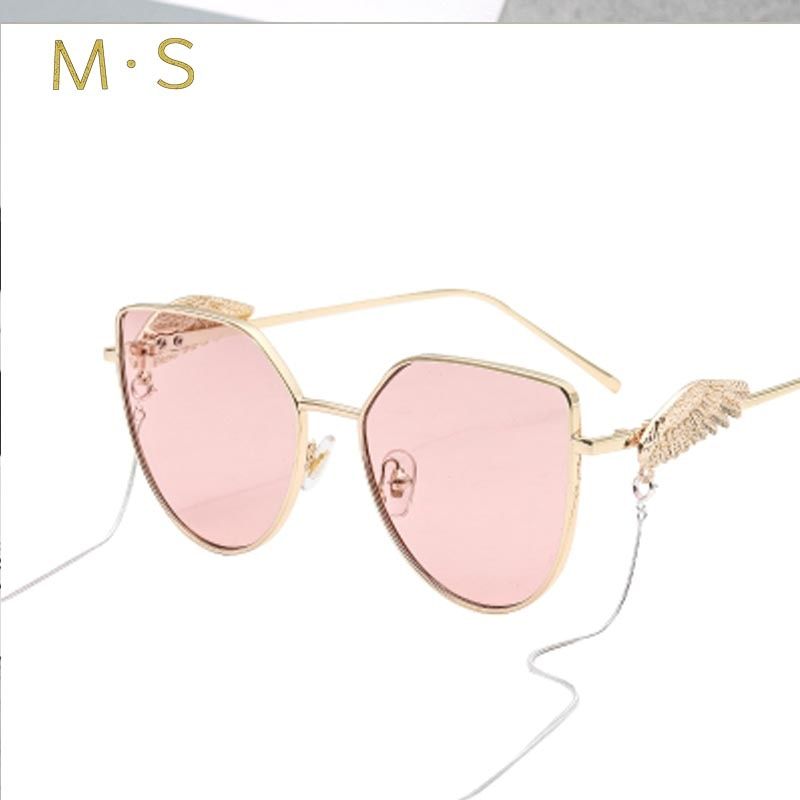 C08MS 2018 Cat Eye Oversized Sunglasses Wing design Women Fashion Sun Glasses Lady Brand Designer Vintage Shades Gafas Oculos UV400
