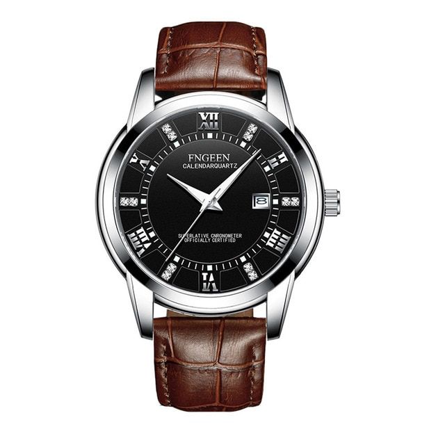 Men Fashion Business Clock Brand Luxury Crystal Leather strap Watch Waterproof Casual Date Quartz Wristwatch Relogio Masculino