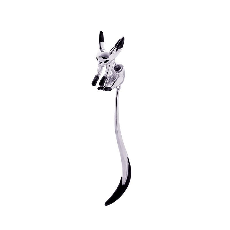 HUANZHI 2020 New Rhinestones Enamel Long Rabbit Ear Glaze Silver Color Adorable Simple Metal Rings for Women Girls Jewelry