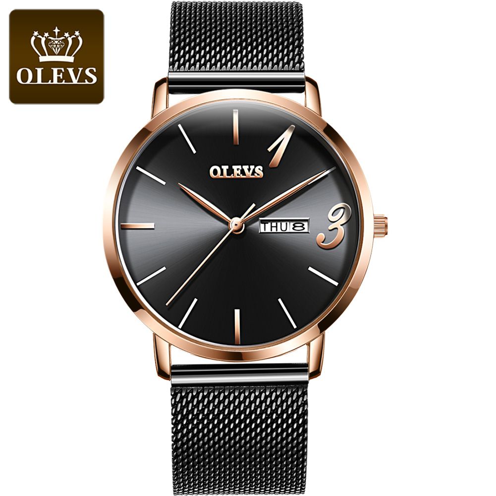 OLEVS  Fashion Quartz Watch For Men Calendar Simple Stainless Steel /leather Waterproof Men Watch  Wristwatches - 2863