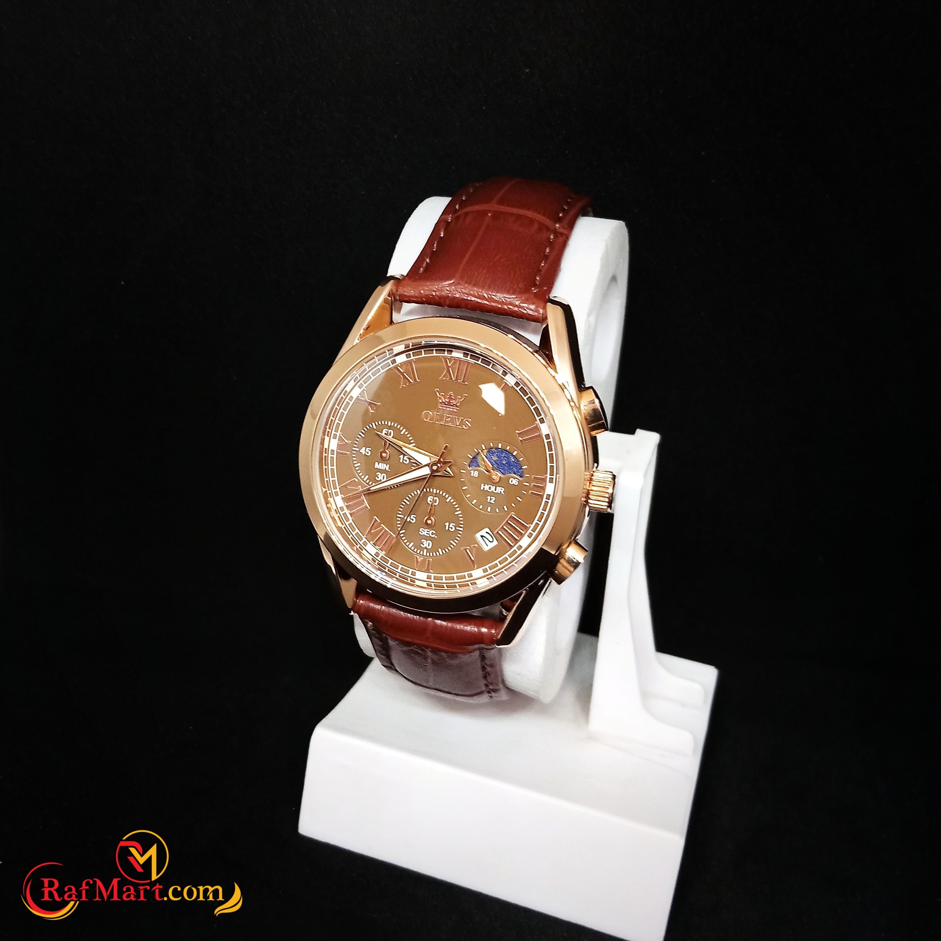 OLEVS 2871 Waterproof PU Leather Watch For Men