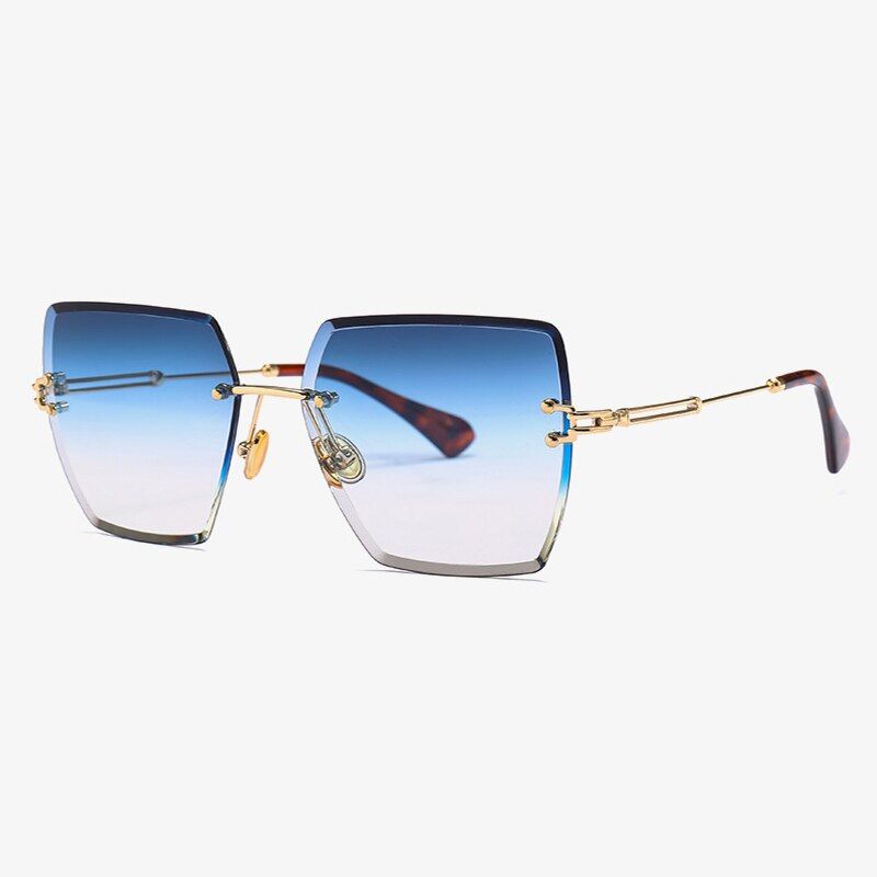 C2 BluWhiEmosnia Rimless Square Sunglasses For Women Transparent Gradient Lens Metal Frame UV400 Top Quality Sun Glasses Oculos De Sol