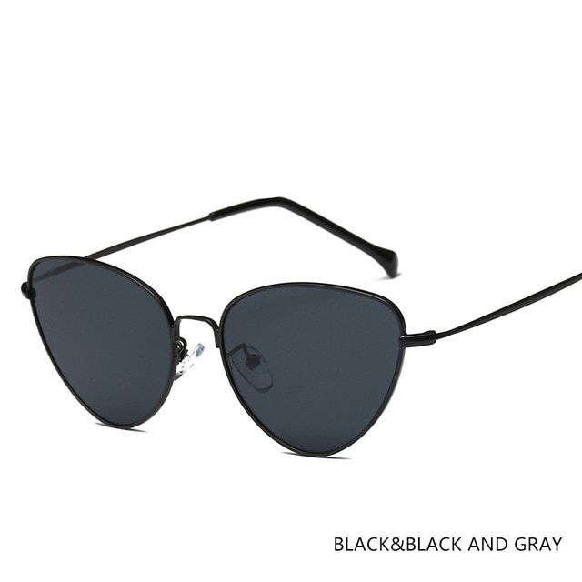 1WISH CLUB Sunglasses Women Cat Eye Sun Glasses Brand Designer Glasses For Ladies Retro Vintage Mirror Full Frame Black Eyewear
