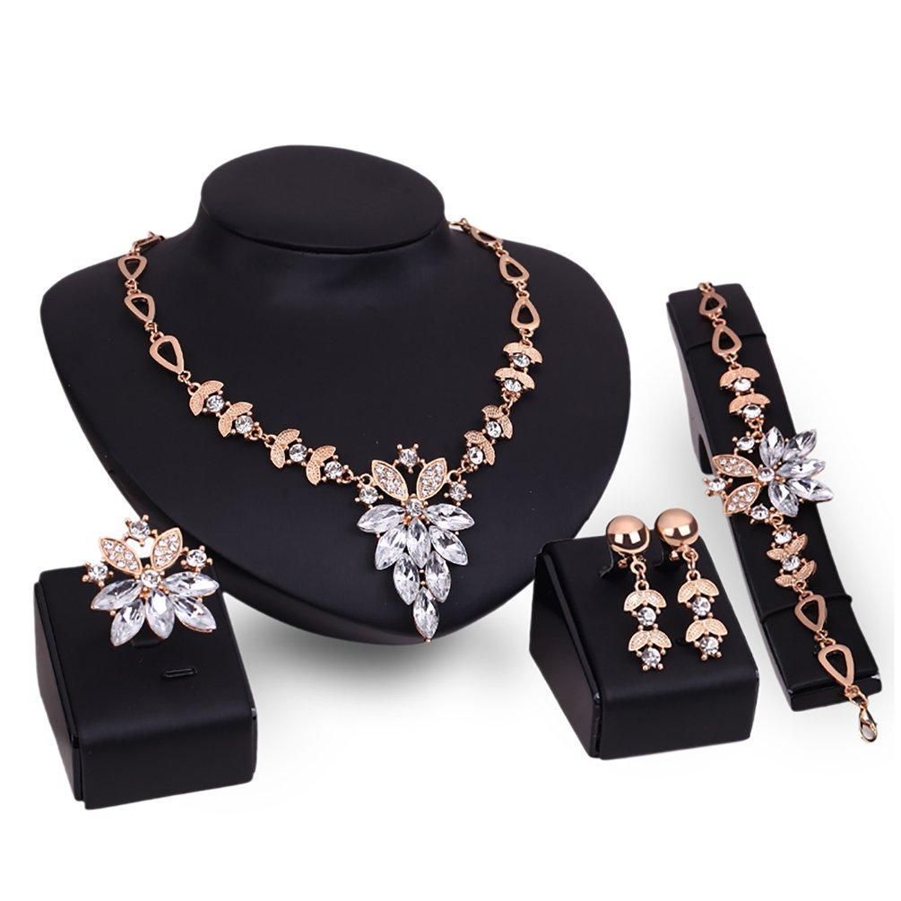 Ornament Set Necklace Women Bracelet Pair Ear Stud