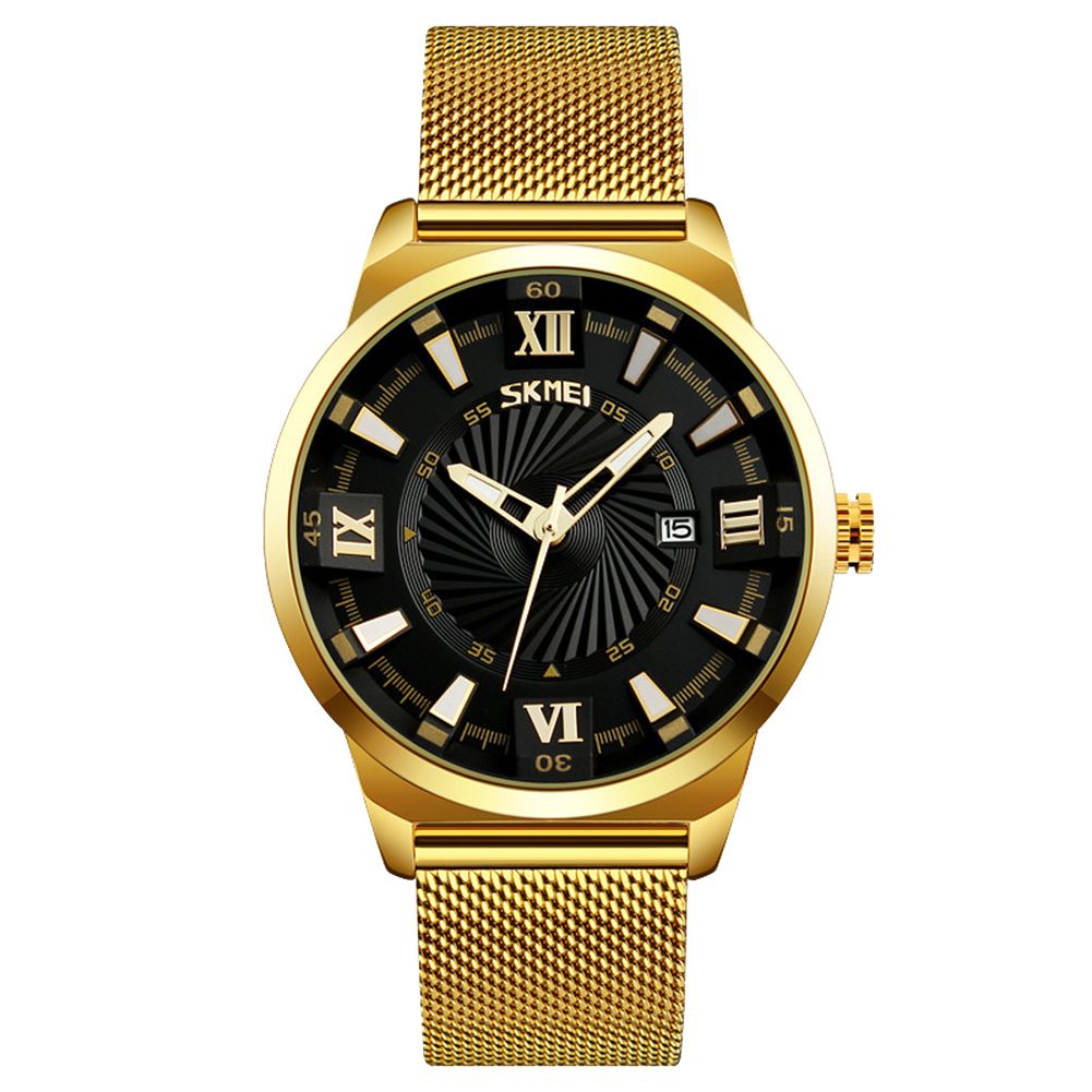 Fashion Men's Round Dial Alloy Mesh Net Strap Quartz  Wrist Watch Decor