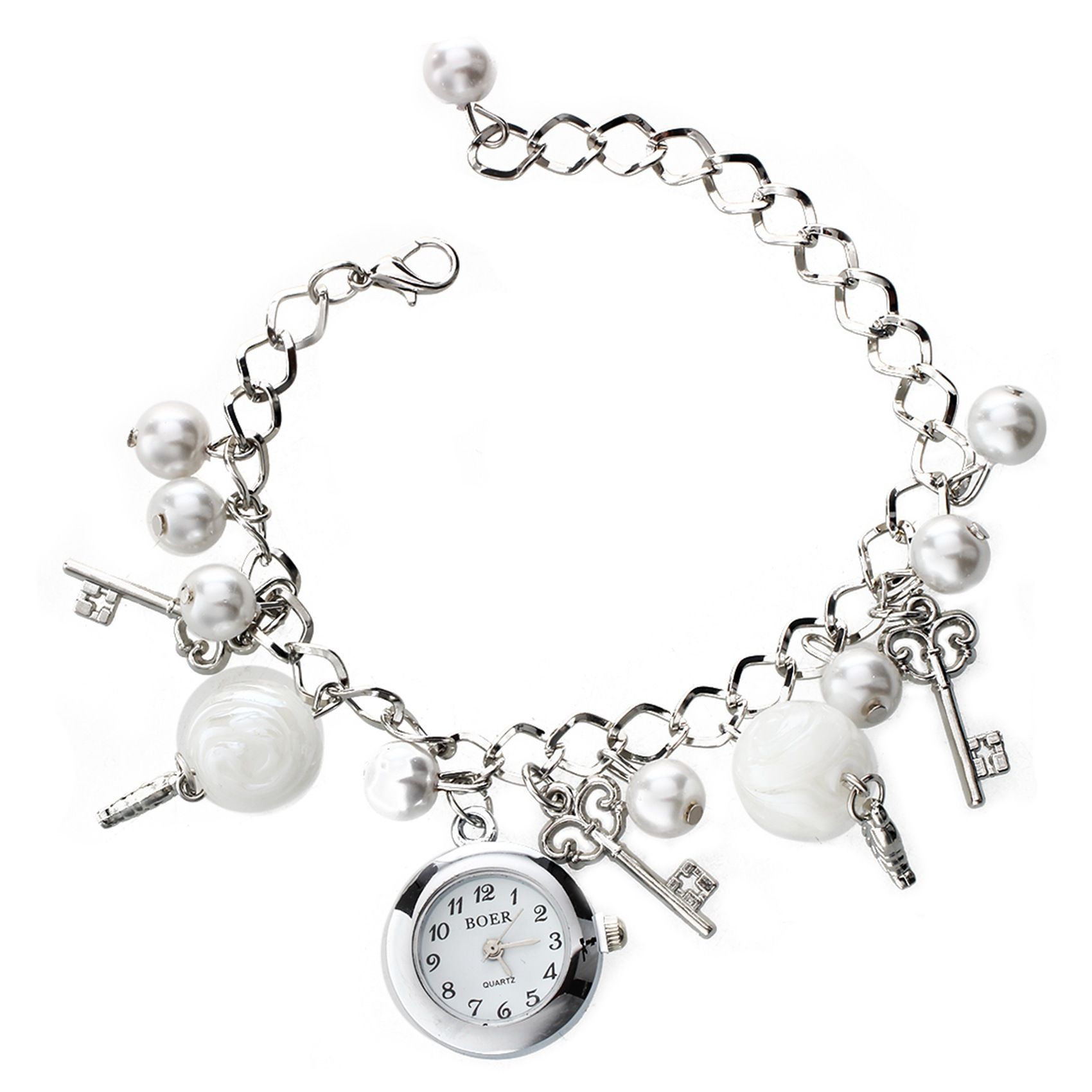 Fashionable Girls Womens Quartz Charms Pearl Bracelet Chain Hot
